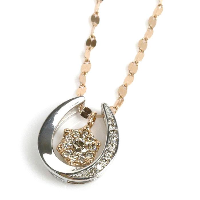 ESTELLE エステール K18PG Pt900 ネックレス ダイヤモンド0.31ct 6.7g  