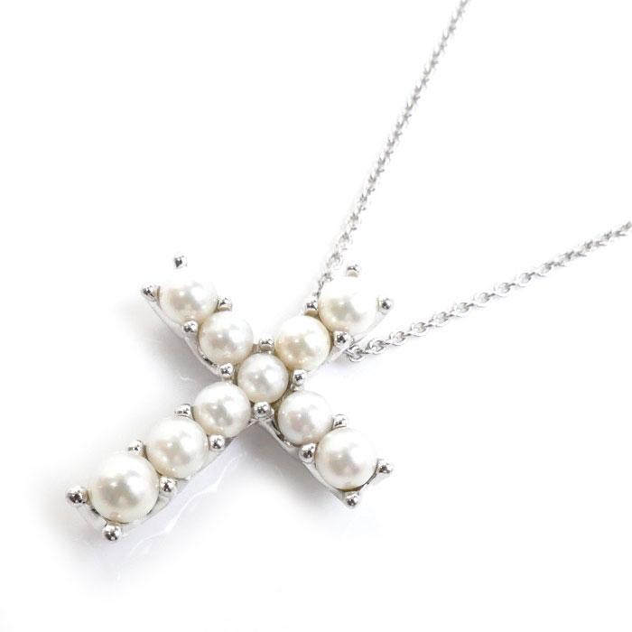 MIKIMOTO ミキモト K18WG ホワイトゴールド クロス ネックレス MIKIMOTO ミキモト K18WG ホワイトゴールド クロス ネックレス