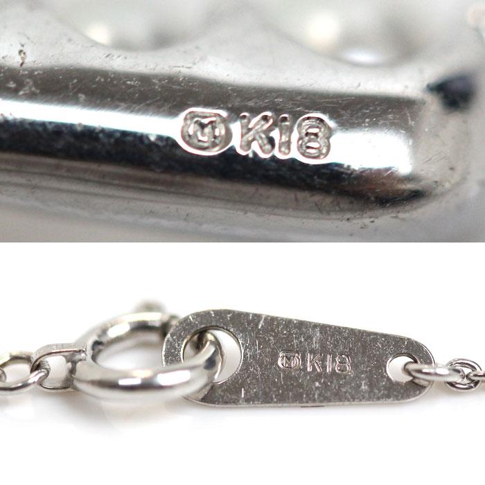 MIKIMOTO ミキモト K18WG ホワイトゴールド クロス ネックレス MIKIMOTO ミキモト K18WG ホワイトゴールド クロス ネックレス