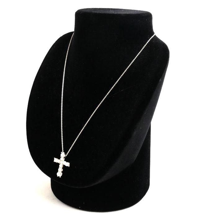 MIKIMOTO ミキモト K18WG ホワイトゴールド クロス ネックレス MIKIMOTO ミキモト K18WG ホワイトゴールド クロス ネックレス