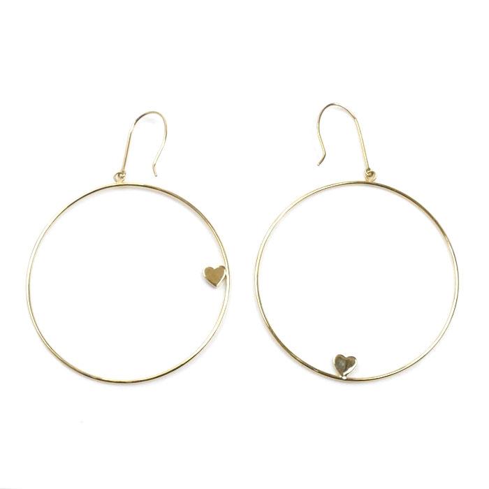 AHKAH K18YG ハート ダイヤ ピアス