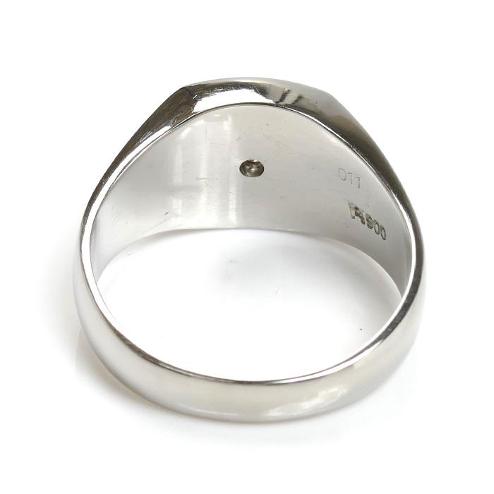 Pt900プラチナ 印台 リング・指輪 ダイヤモンド0.11ct 17号 13.0g ユニ 