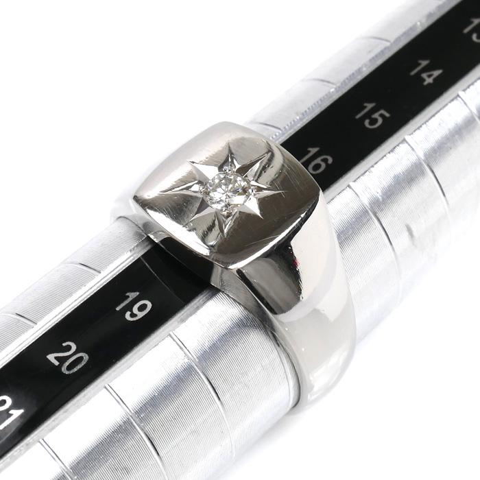 Pt900プラチナ 印台 リング・指輪 ダイヤモンド0.11ct 17号 13.0g ユニ