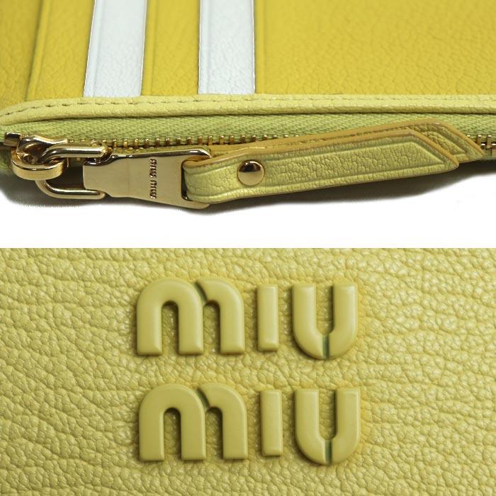 未使用 極美品 miu miu フラグメントケース コインケース RFID搭載 Miu ミュウ マドラス フラグメントケース コインケース イエロー