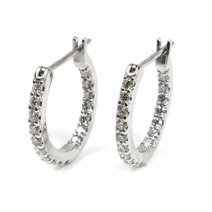 美品 ポンテヴェキオ k18 WG フープピアス750 PV Ponte Vecchio