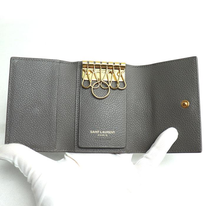 SAINT LAURENT サンローラン 6連 YSLロゴ キーケース グレー 613334