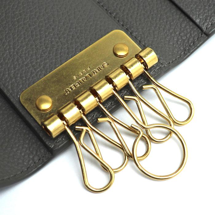 SAINT LAURENT サンローラン 6連 YSLロゴ キーケース グレー 613334