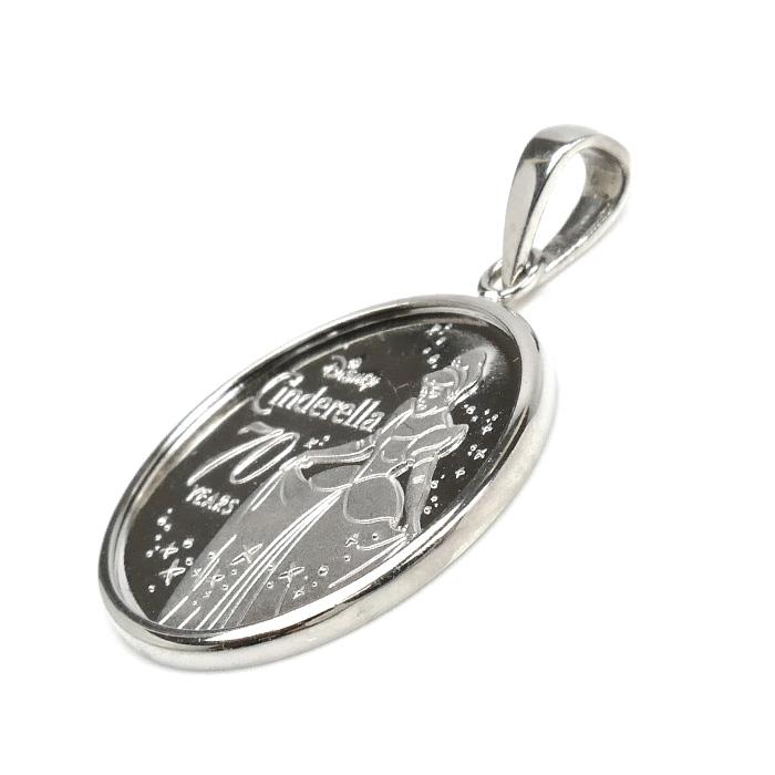 999.5/Pt900 シンデレラ 70周年コイン 1/10OZ ペンダントトップ 3.7g