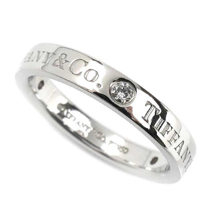 極美品✨️ティファニー　リング　7.5号　ダイヤ　3石　PT950　プラチナ TIFFANY&Co.（ティファニー） Pt950プラチナ フラットバンド 3Pダイヤ