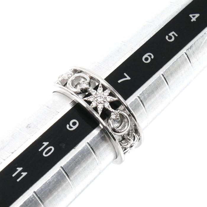 連休セールSTAR JEWERY PT ダイヤモンドリング中古　ストーン付き STAR JEWELRY スタージュエリー K18WG ホワイトゴールド ムーン＆サン