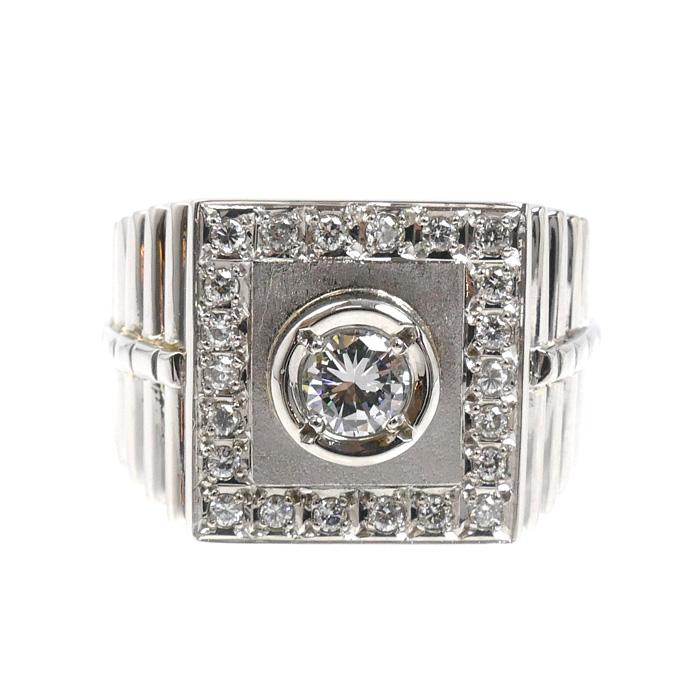 Pt900プラチナ リング・指輪 ダイヤモンド0.43ct/0.38ct 22号 38.5g