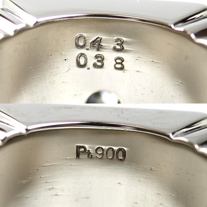 Pt900プラチナ リング・指輪 ダイヤモンド0.43ct/0.38ct 22号 38.5g