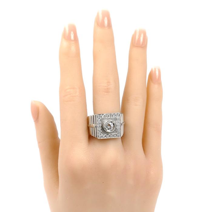 Pt900プラチナ リング・指輪 ダイヤモンド0.43ct/0.38ct 22号 38.5g