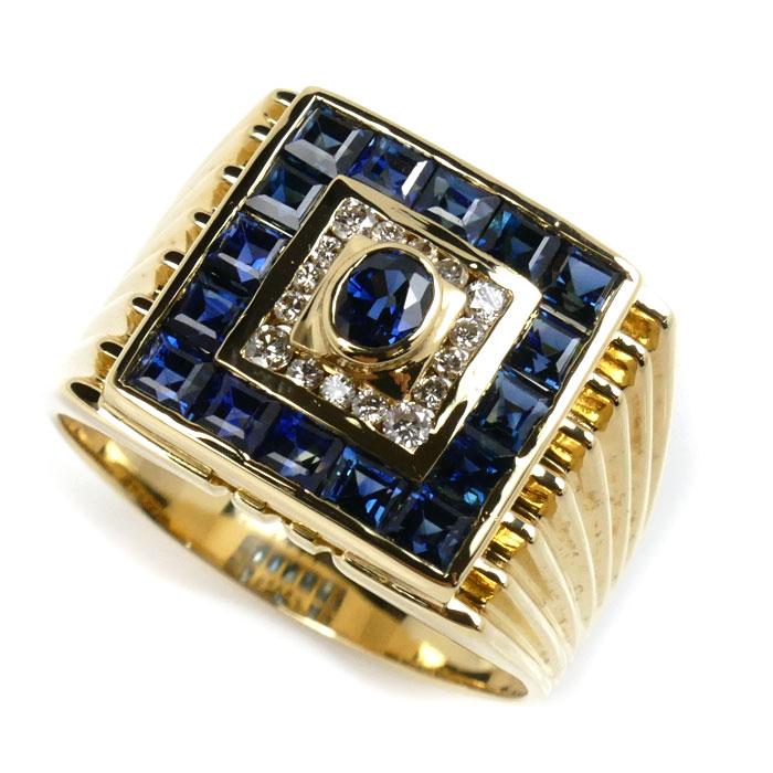 K18YG イエローゴールド 印台 リング・指輪 ダイヤモンド0.17ct  