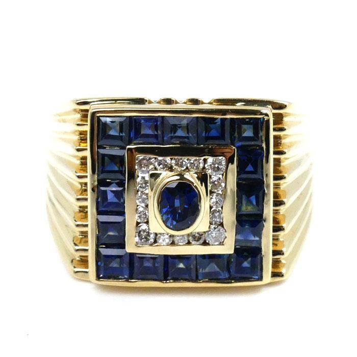 K18YG イエローゴールド 印台 リング・指輪 ダイヤモンド0.17ct  