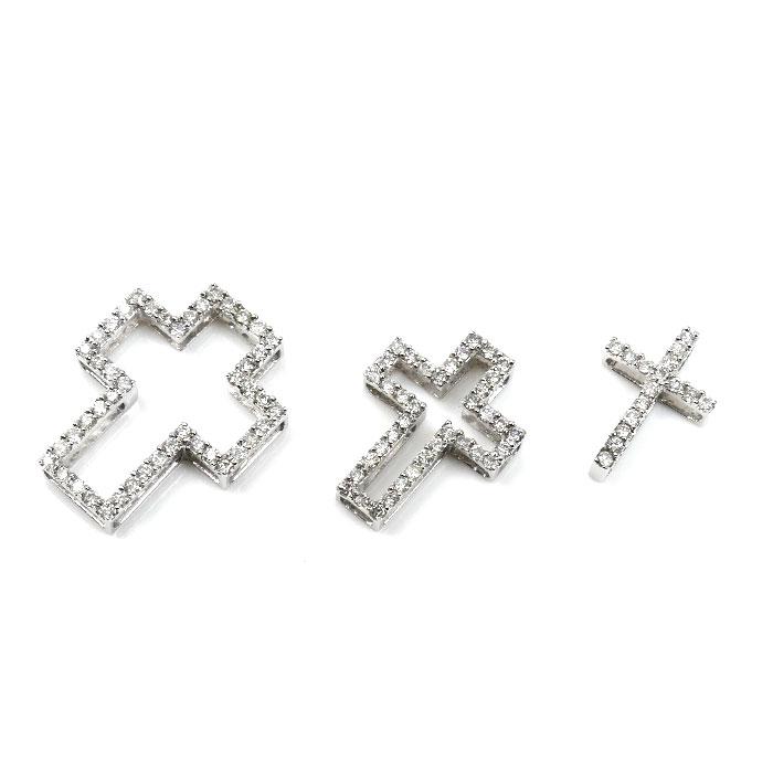 K18WG ホワイトゴールド クロス ダイヤ ネックレス ダイヤモンド0.46ct/0.38ct/0.16ct 4.7g 42cm レディース 中古 |  | 03
