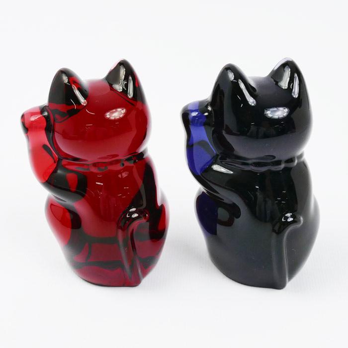 バカラ（Baccarat） 招き猫 オブジェ Sサイズ ミッドナイト/レッド