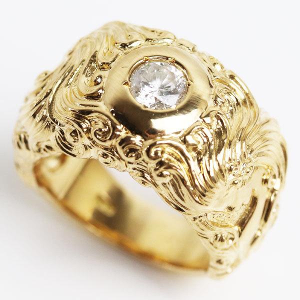 MR5017 K18 イエローゴールド ダイヤモンドリング メンズリング D0.68 28.4g サイズ20号/中古/美品