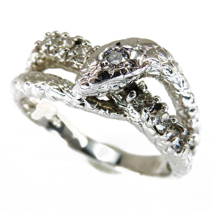 Pt900プラチナ リング・指輪 ダイヤモンド0.21ct 11号 6.4g ヘビ 