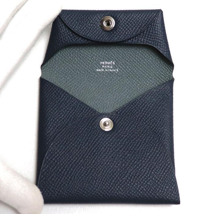 HERMES エルメス バスティア コインケース ネイビー ユニセックス D 