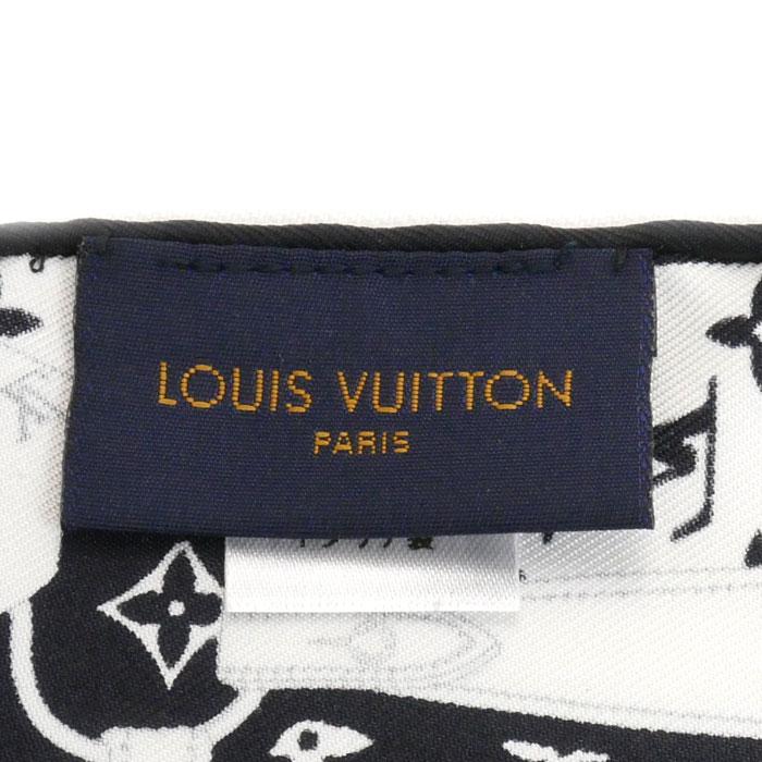 LOUIS VUITTON ルイ・ヴィトン モノグラム コンフィデンシャル スカーフ ホワイト ブラック M77351 バンダナ レディース 中古 美品｜koera｜03