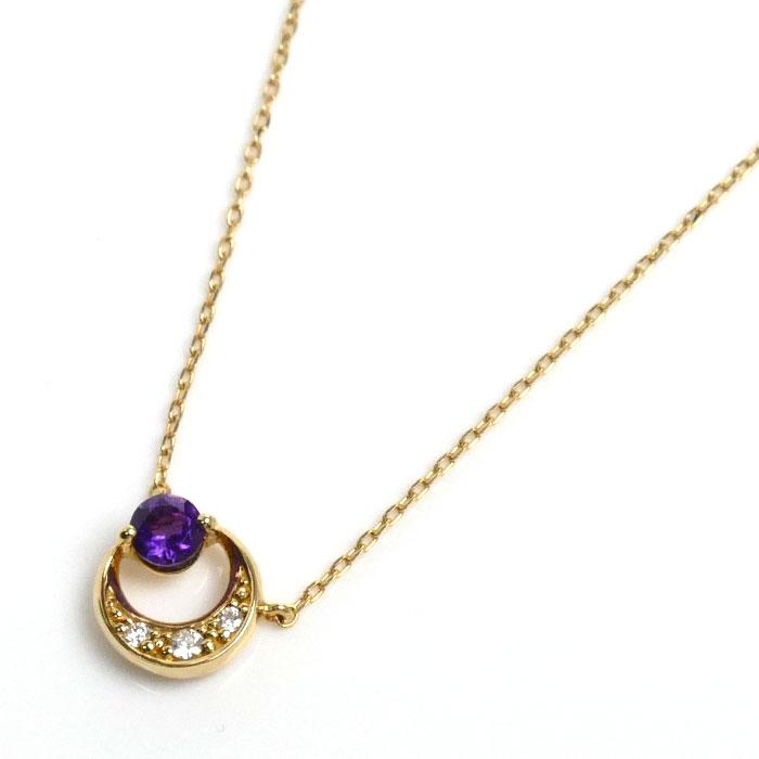 スタージュエリー アメジスト フラワー ネックレス K18WG 2.9g