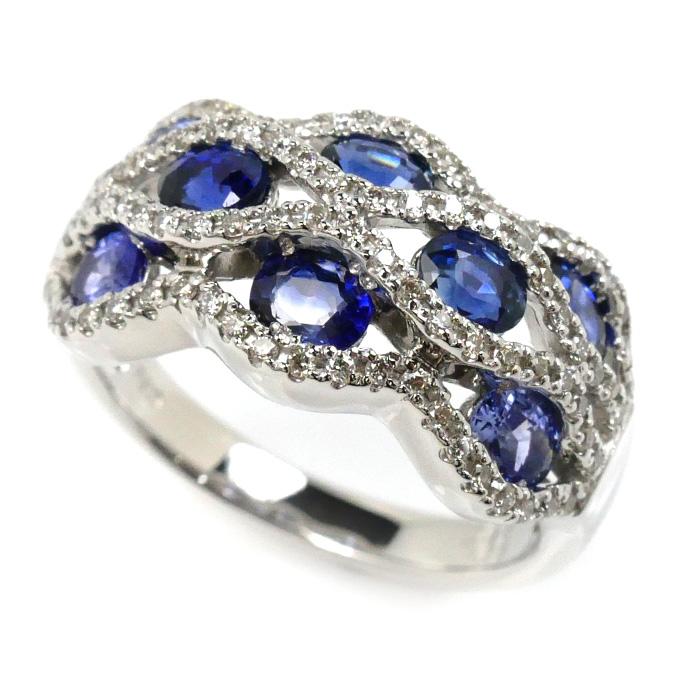 Pt900プラチナ リング・指輪 サファイア2.16ct ダイヤモンド0.35 