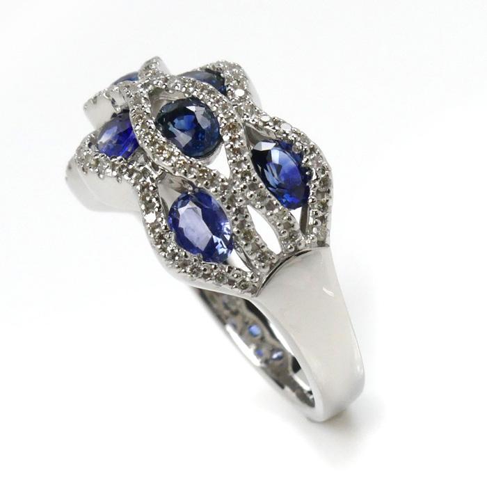 K18/Pt900サファイア ダイヤリング