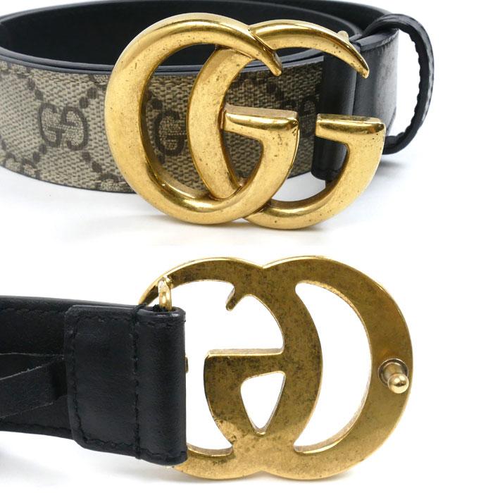GUCCI（グッチ） GGスプリーム キャンバス ベルト ブラック カーキ