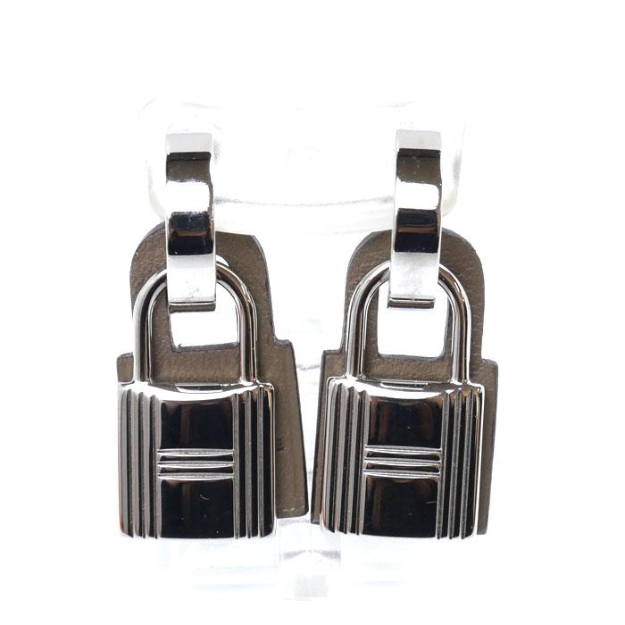 HERMES（エルメス） ステンレス レザー オーケリー ピアス エトープ
