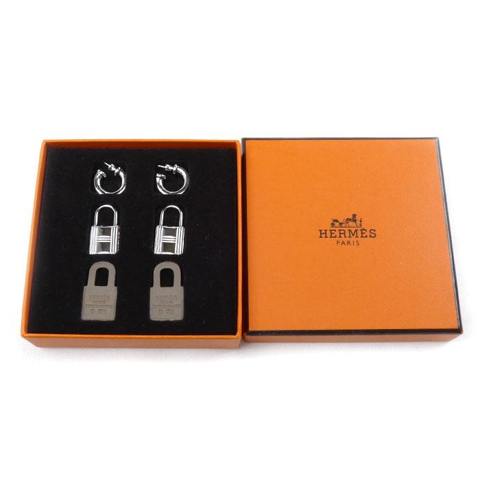 HERMES（エルメス） ステンレス レザー オーケリー ピアス エトープ