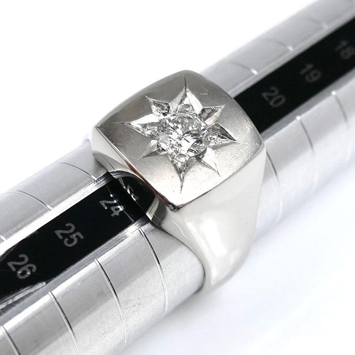 Pt900プラチナ リング・指輪 ダイヤモンド0.63ct 22.5号 24.6g メンズ
