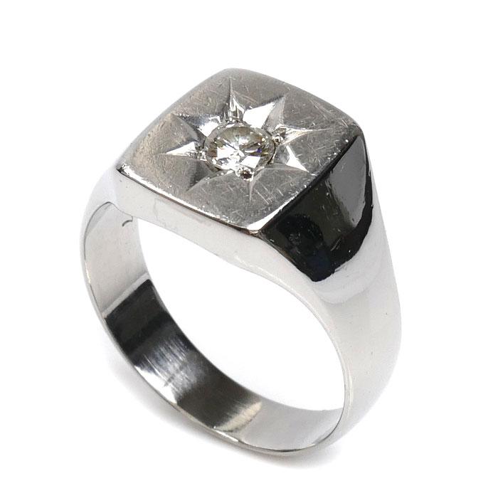 m*n様 Pt850の刻印が入ったプラチナリング Pt850プラチナ 印台 リング・指輪 ダイヤモンド0.27ct 20号 14.0g