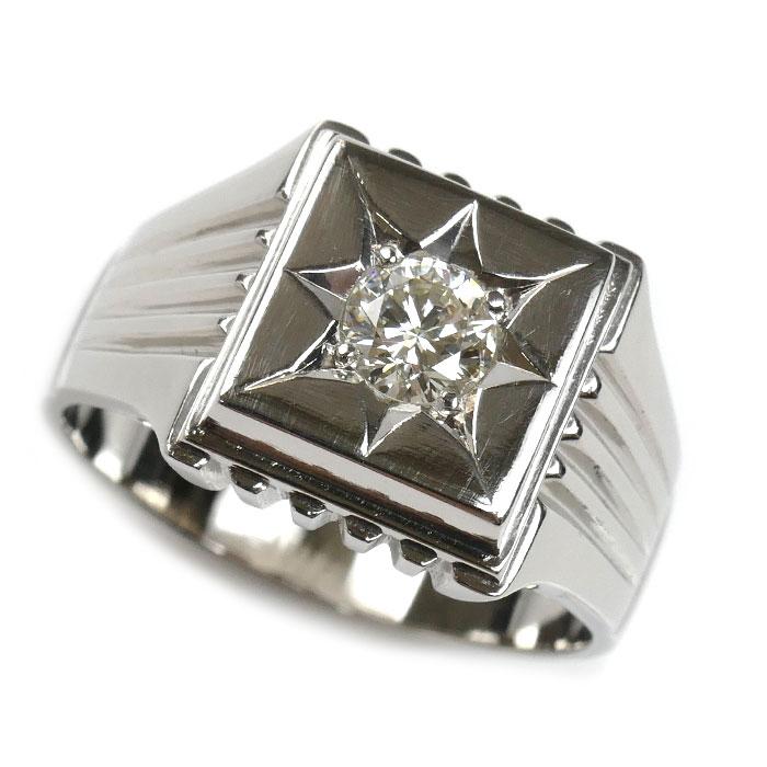 Pt900プラチナ 印台 リング・指輪 ダイヤモンド0.46ct 21号 19.2g