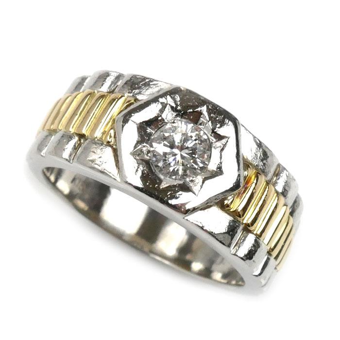 Pt900プラチナ K18YG イエローゴールド リング・指輪 ダイヤモンド0.43  