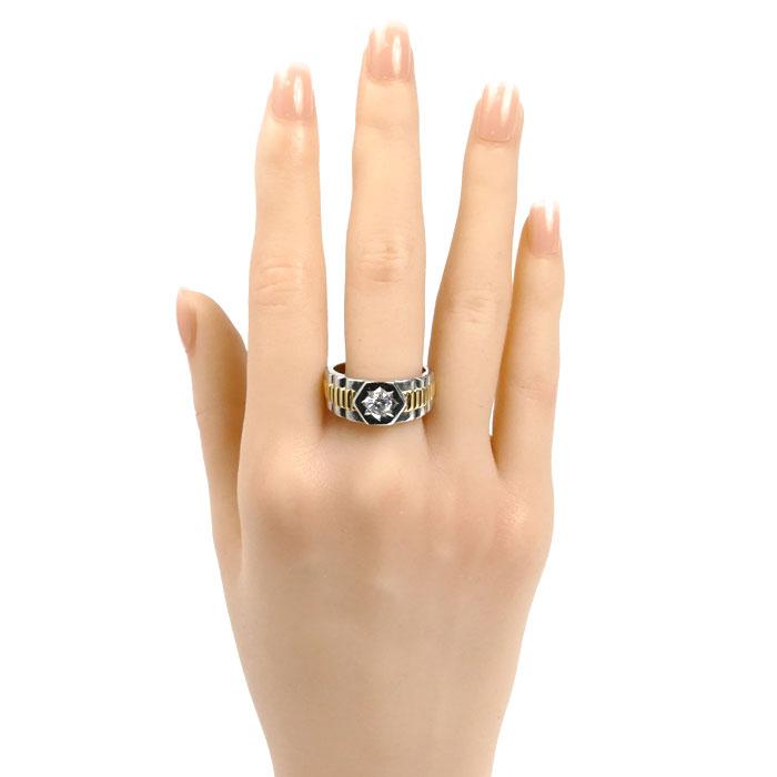 Pt900プラチナ K18YG イエローゴールド リング・指輪 ダイヤモンド0.43  