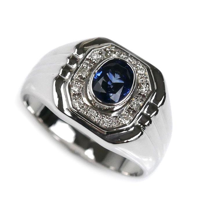 Pt900プラチナ リング・指輪 サファイア1.03ct ダイヤモンド0.10ct 