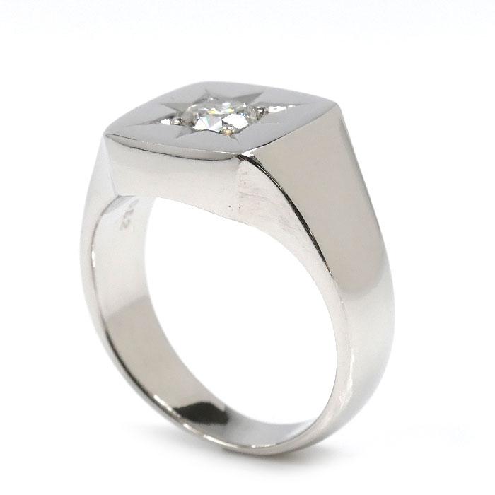 Pt900プラチナ 印台 ダイヤ リング・指輪 ダイヤモンド0.52ct 18号
