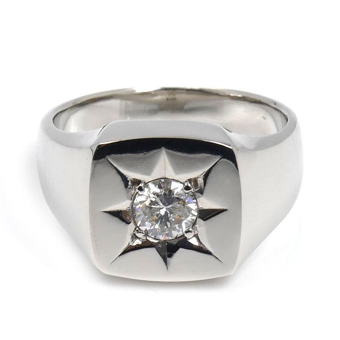 Pt900プラチナ 印台 ダイヤ リング・指輪 ダイヤモンド0.52ct 18号