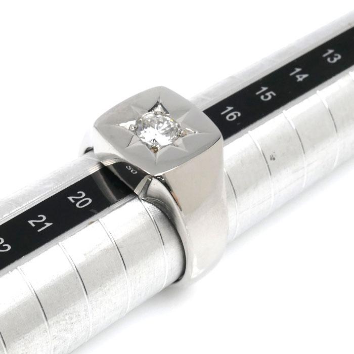 Pt900プラチナ 印台 ダイヤ リング・指輪 ダイヤモンド0.52ct 18号
