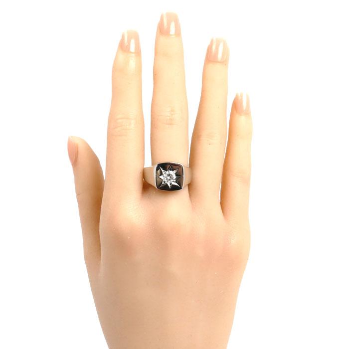 Pt900プラチナ 印台 ダイヤ リング・指輪 ダイヤモンド0.52ct 18号