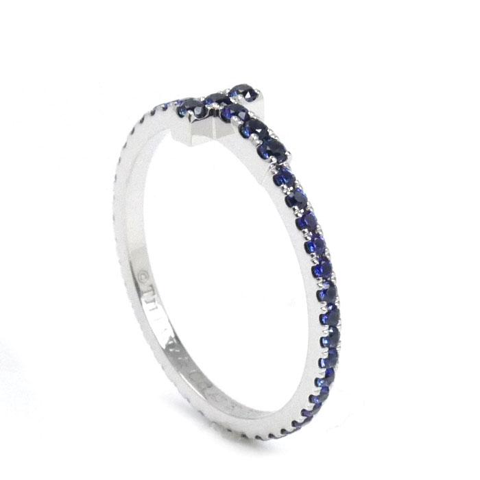 Tiffany & Co. ホワイトゴールドサファイア オープンリング TIFFANY&Co.（ティファニー） K18WG ホワイトゴールド サファイア T