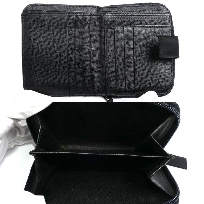 PRADA（プラダ） 二つ折り財布 ブラック M605 レディース 中古 : 古