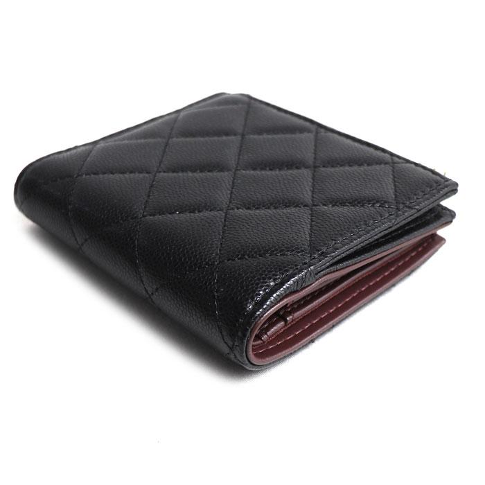 CHANEL シャネル マトラッセ スモールウォレット 二つ折り財布 ブラック AP3388 レディース【中古】【美品】 CHANEL（シャネル） マトラッセ スモールウォレット 二つ折り財布