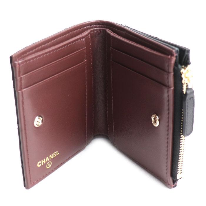 CHANEL シャネル マトラッセ スモールウォレット 二つ折り財布 ブラック AP3388 レディース【中古】【美品】 CHANEL（シャネル） マトラッセ スモールウォレット 二つ折り財布