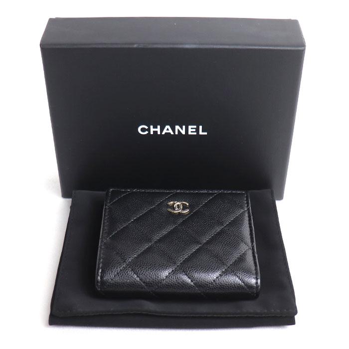 CHANEL シャネル マトラッセ スモールウォレット 二つ折り財布 ブラック AP3388 レディース【中古】【美品】 CHANEL（シャネル） マトラッセ スモールウォレット 二つ折り財布