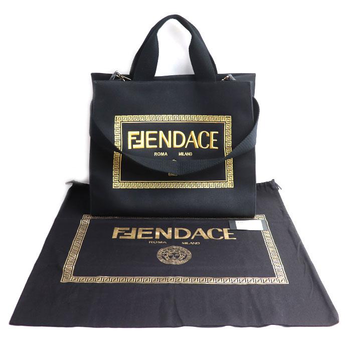 VERSACE ヴェルサーチ ×FENDI フェンダーチェ 2Wayショルダーバッグ ブラック ゴールド 7VA558 AJIA F0FQV ユニセックス【中古】 VERSACE ヴェルサーチ ×FENDI フェンダーチェ 2Wayショルダーバッグ