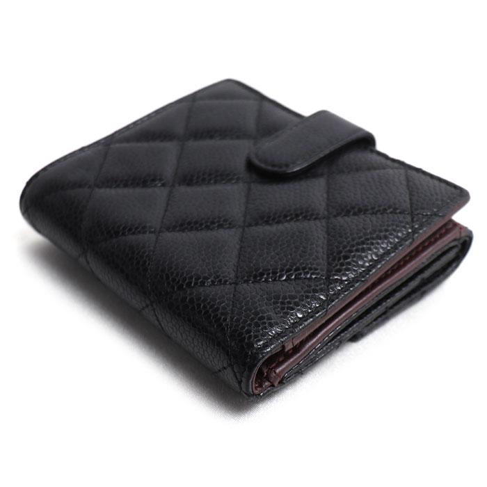 CHANEL（シャネル） マトラッセ ダブルホック 二つ折り財布 ブラック 