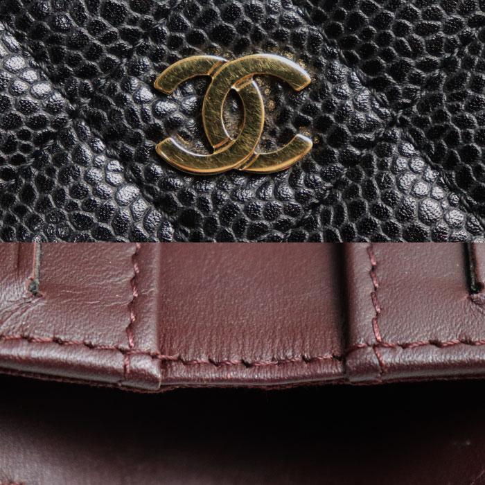 CHANEL（シャネル） マトラッセ ダブルホック 二つ折り財布 ブラック 