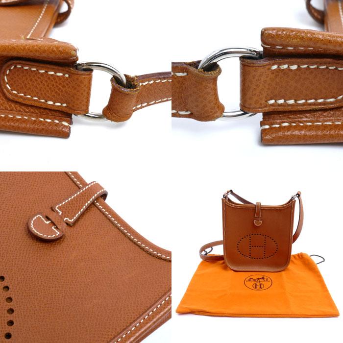 エルメス　 エヴリン　ブラウンレザーショルダーバッグ HERMES（エルメス） エヴリンTPM エプソン ショルダーバッグ ブラウン